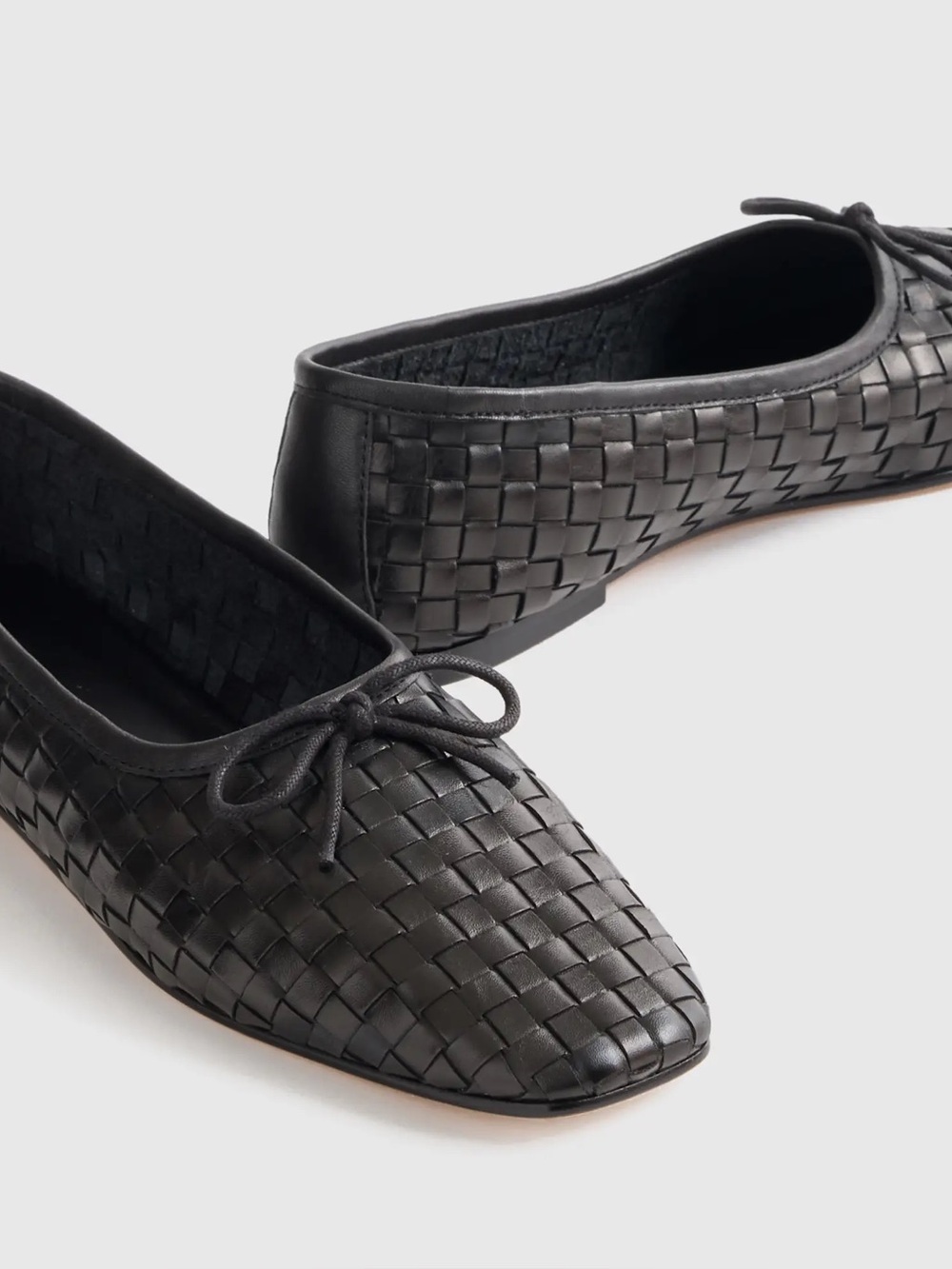 Quince Italian Leather Handwoven Square Toe Ballet Flat - Picture 2 of 5